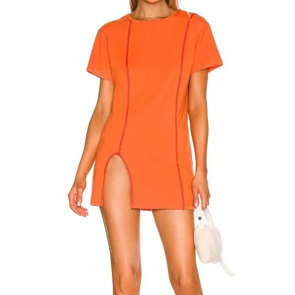 Superdown Revolve Shirt Dress Simona Tee Dress Size Small Orange EUC Soft Chic - Picture 1 of 6